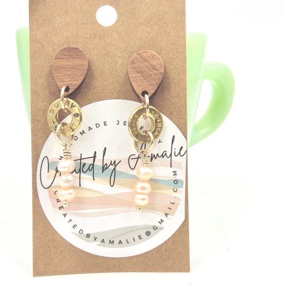 Hand Crafted Jewelry - Boho Handmade Earrings with Freshwater Pearls